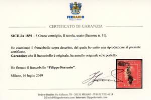 1859 - 5 grana vermiglio, II ... 