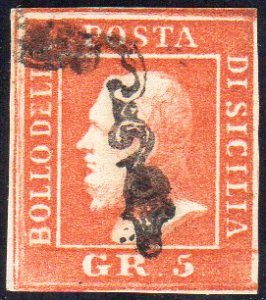 1859 - 5 grana vermiglio, II ... 