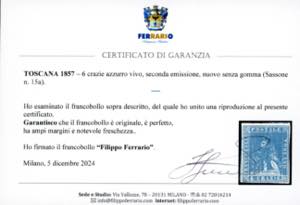 1857 - 6 crazie azzurro vivo, ... 