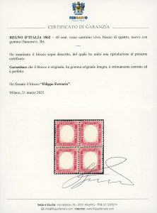 1862 - 40 cent. rosso carminio ... 