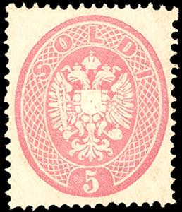 1863 - 5 soldi rosa, dent. 14 (38), ben ... 