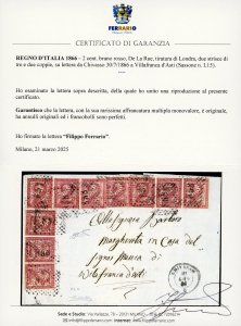 1866 - 2 cent. bruno rosso, De La ... 