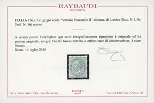 1863 - 5 cent. grigio verde, De La ... 