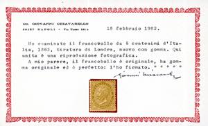 1863 - 5 cent. grigio verde, De La ... 