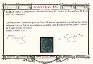 1866 - 5 cent. verde grigio scuro, ... 