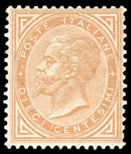 1866 - 10 cent. ocra giallo, De La Rue, ... 