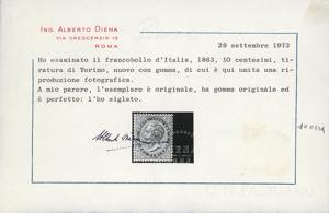 1866 - 10 cent. ocra giallo, De La ... 