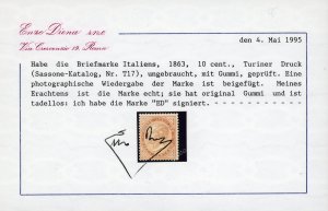 1866 - 10 cent. ocra giallo, De La ... 