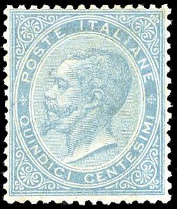1863 - 15 cent. celeste chiaro, De La Rue ... 