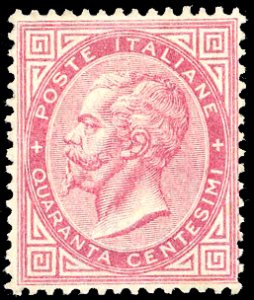 1863 - 40 cent. rosa carminio, De La Rue, ... 