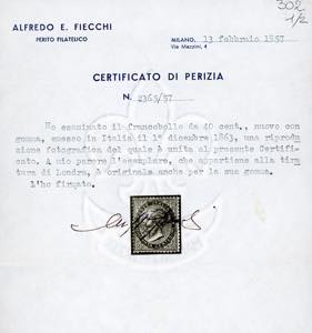 1863 - 40 cent. rosa carminio, De ... 