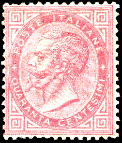 1863 - 40 cent. rosa carminio, De La Rue, ... 