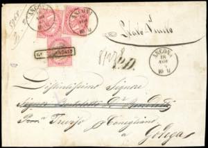 1864 - 40 cent. rosa carminio, De La Rue, ... 
