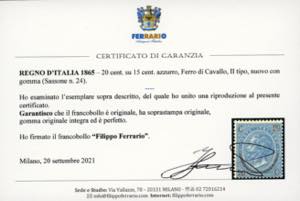 1865 - 20 cent. su 15 cent. Ferro ... 