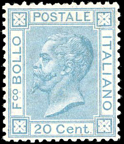 1867 - 20 cent. celeste chiaro, ... 