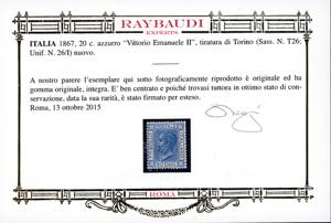 1867 - 20 cent. azzurro, tiratura ... 