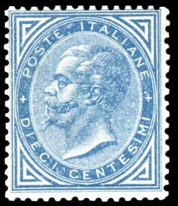 1877 - 10 cent. azzurro (27), buona ... 