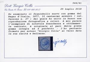 1877 - 10 cent. azzurro (27), ... 