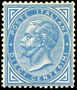 1877 - 10 cent. azzurro (27), ottima ... 