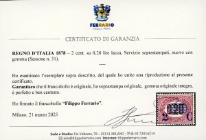 1878 - 2 cent. su 0,20 lire ... 