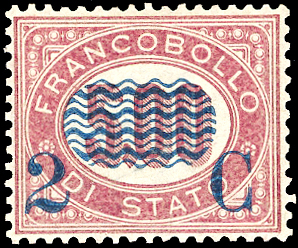 1878 - 2 cent. su 5 lire Servizio ... 