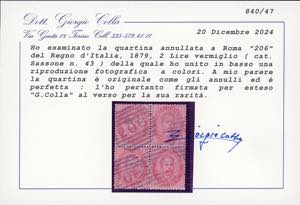 1879 - 2 lire vermiglio, Umberto I ... 