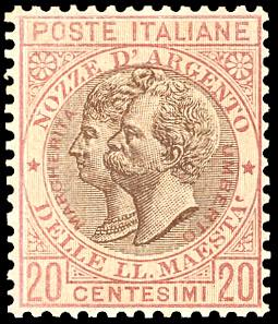 1893 - 20 cent. rosso bruno e bruno Nozze ... 