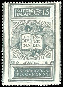 1921 - 15 cent. grigio Dante, non emesso ... 