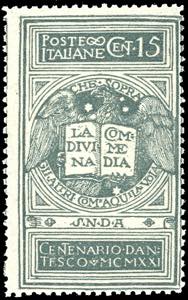 1921 - 15 cent. grigio Dante, non emesso ... 