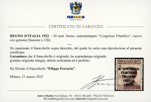1922 - 40 cent. Congresso ... 