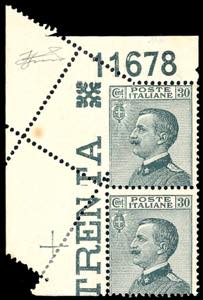 1925 - 30 cent. Michetti (185), coppia ... 