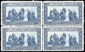 1926 - 1,25 lire San Francesco, dent. 13 1/2 ... 