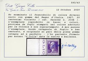 1927 - 20 cent. Volta violetto, ... 