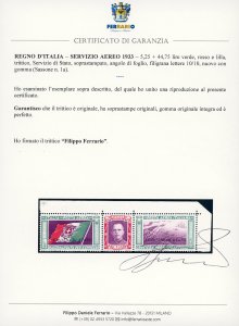 1933 - 5,25 + 44,75 lire Trittico ... 