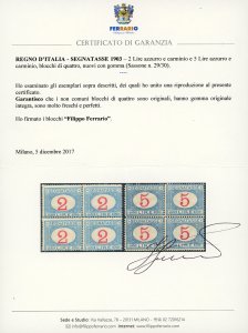 1903 - 2 e 5 lire azzurro e ... 