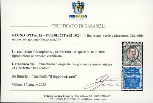 1924 - 1 lira Columbia (19), ben ... 