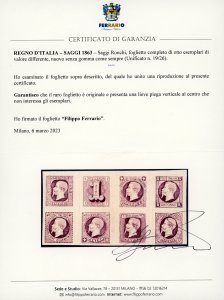 1863 - Saggi Ronchi, foglietto ... 