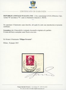 1943 - 2 lire, soprastampa G.N.R. ... 