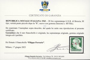 1943 - 20 lire soprastampa G.N.R. ... 