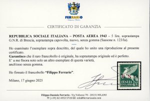 1943 - 5 lire, soprastampa G.N.R. ... 