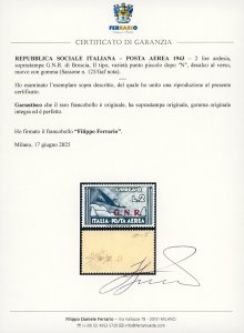 1943 - 2 lire, soprastampa G.N.R. ... 