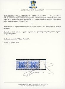 1943 - 5 lire, soprastampa G.N.R. ... 