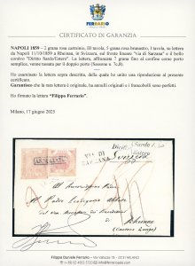 1859 - 2 grana rosa carminio, III ... 