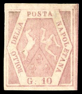1858 - 10 grana rosa brunastro, I tavola ... 