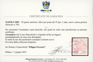 1859 - 20 grana carminio, falso ... 