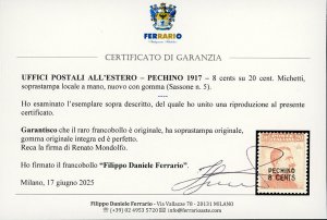 PECHINO 1917 - 8 cents su 20 cent. ... 