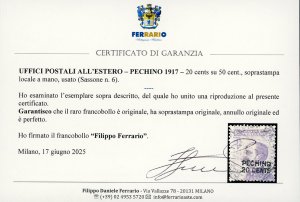 PECHINO 1917 - 20 cents su 50 ... 