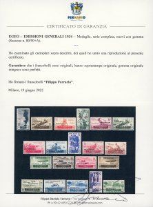 1934 - Medaglie, serie completa ... 