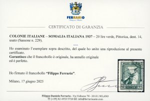 1937 - 20 lire Pittorica, dent. 14 ... 