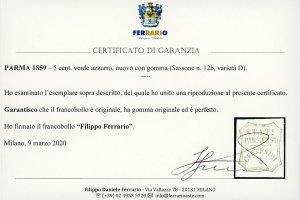1859 - 5 cent. verde azzurro (12b ... 